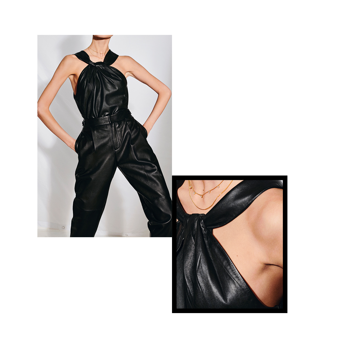 Massimo dutti store leather jumpsuit