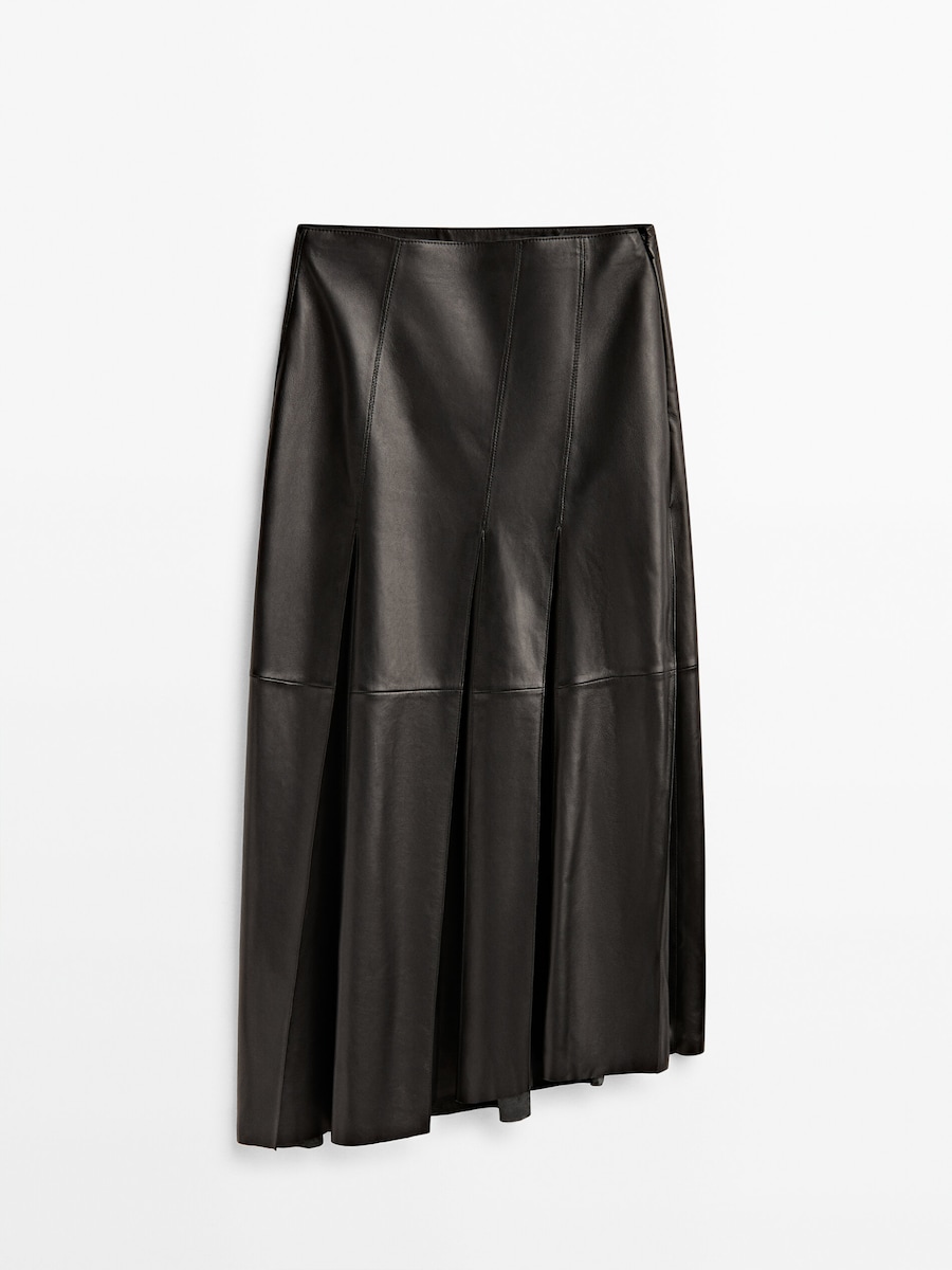 Black nappa leather skirt 
