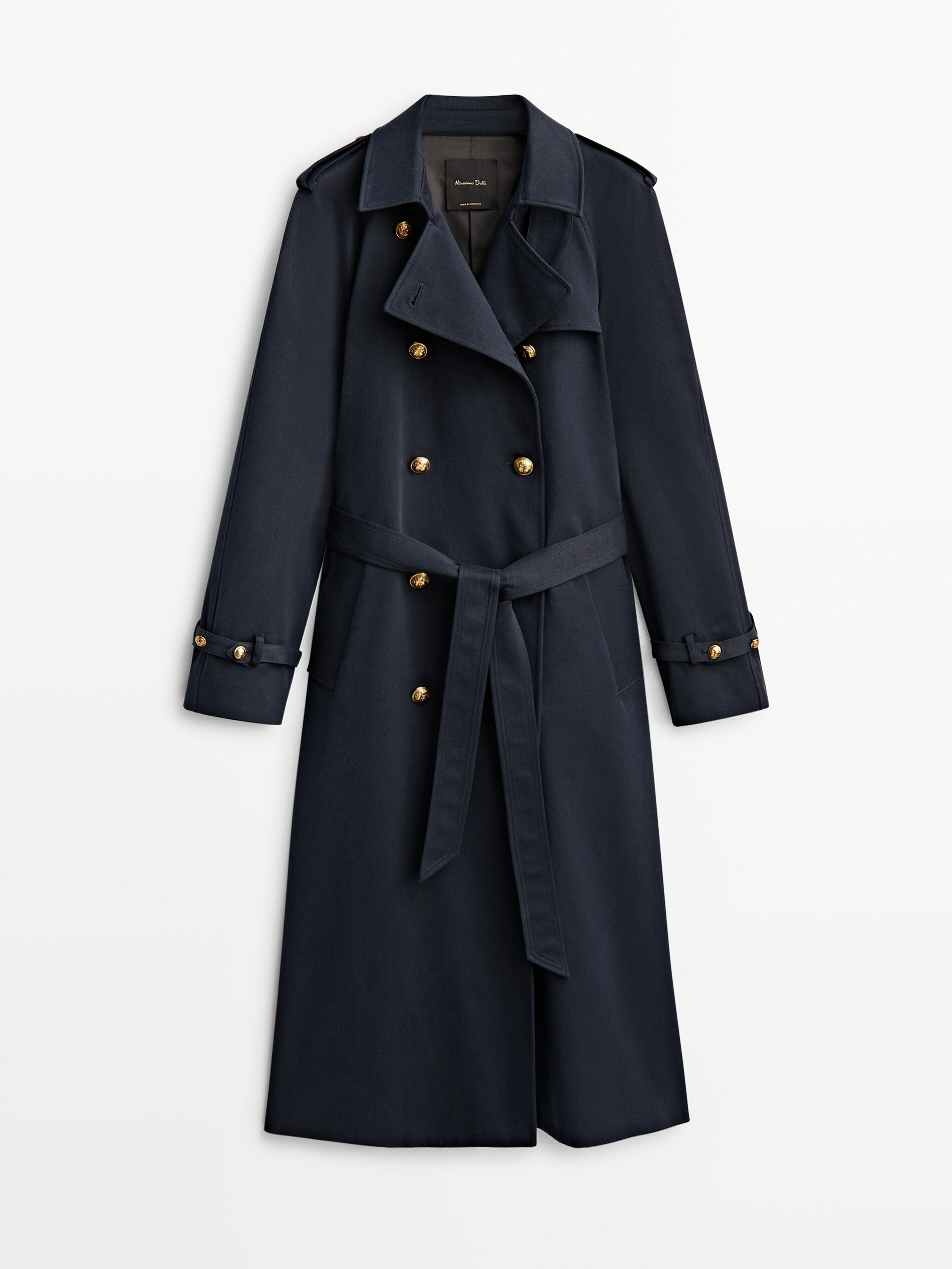 TRENCH COAT WITH GOLD-TONED BUTTONS 
