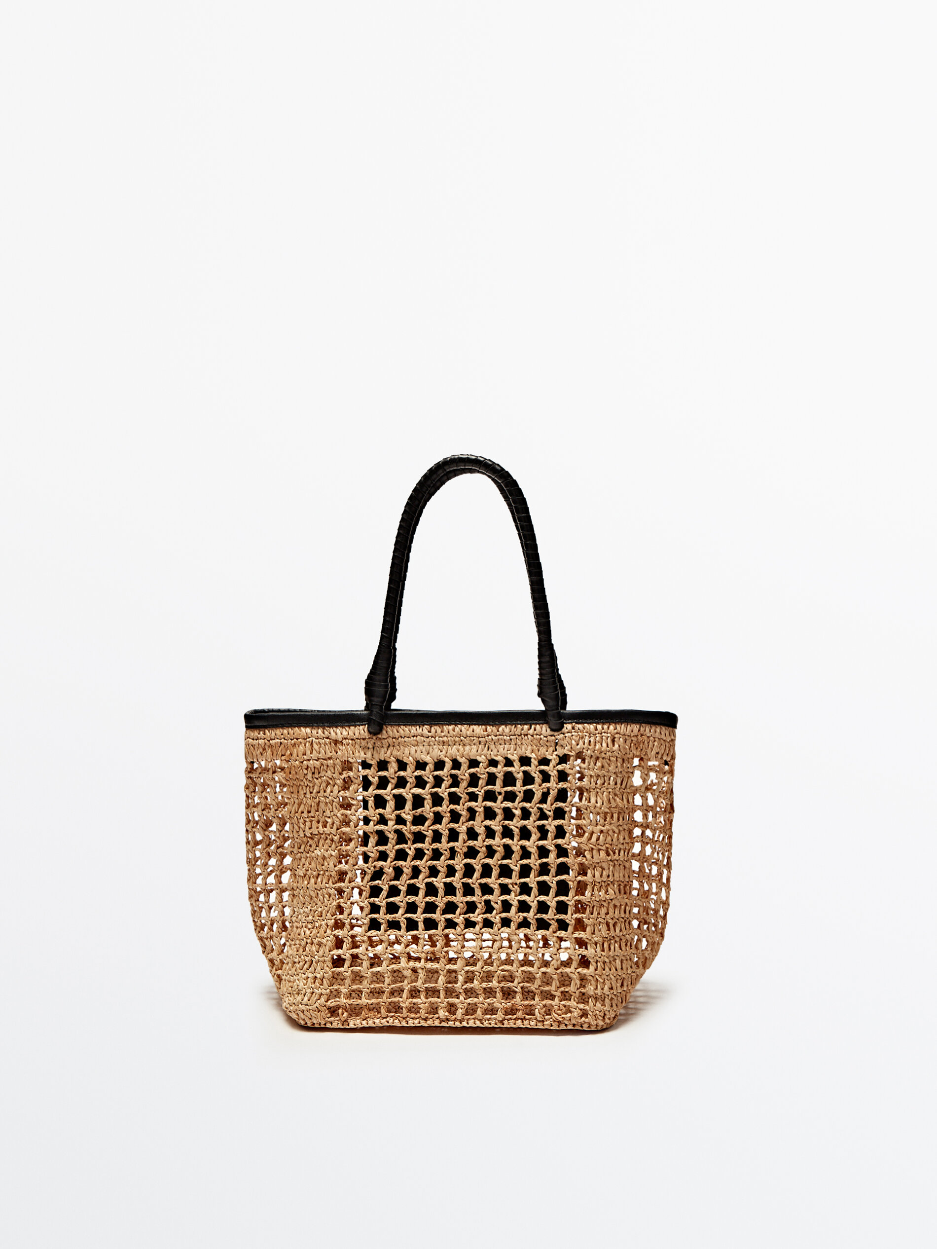 OPEN-KNIT RAFFIA MINI TOTE BAG  