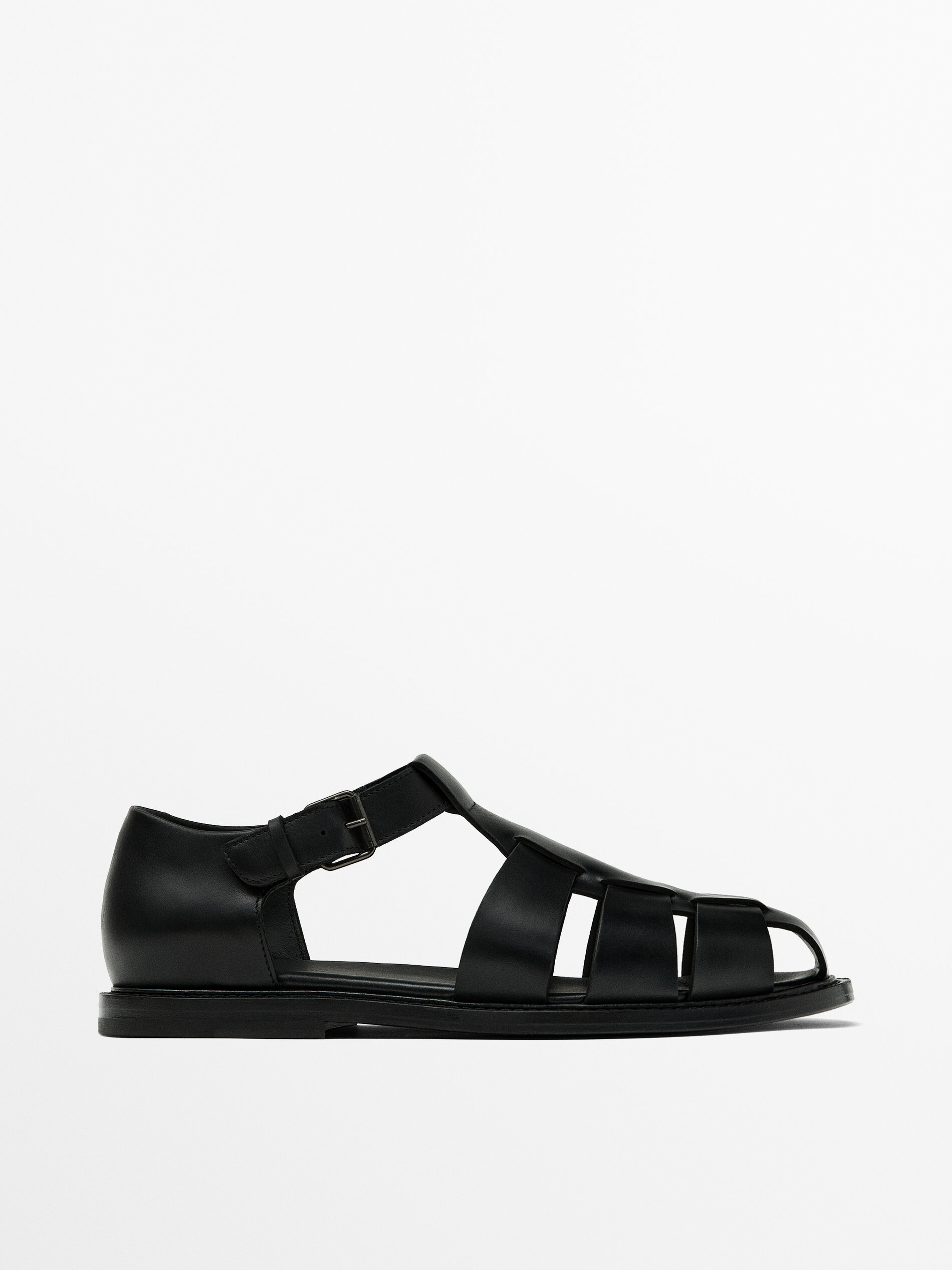 BLACK LEATHER CAGE SANDALS - LIMITED EDITION