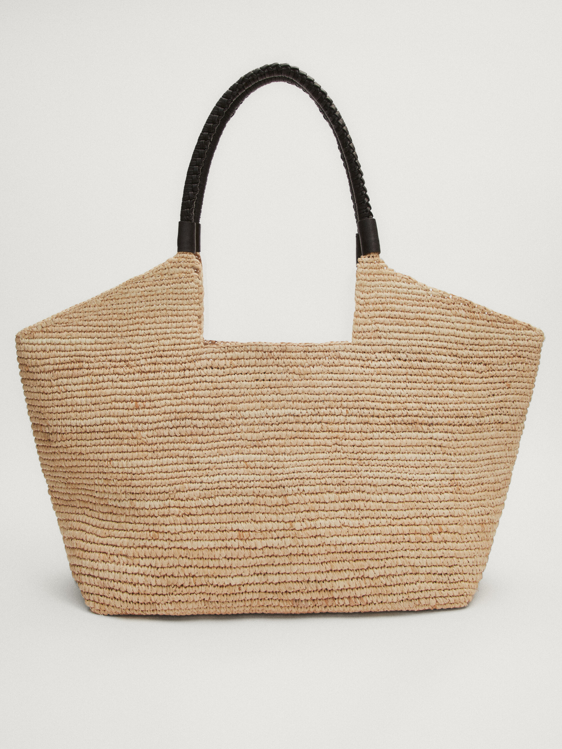 RAFFIA TOTE BAG WITH LEATHER HANDLES