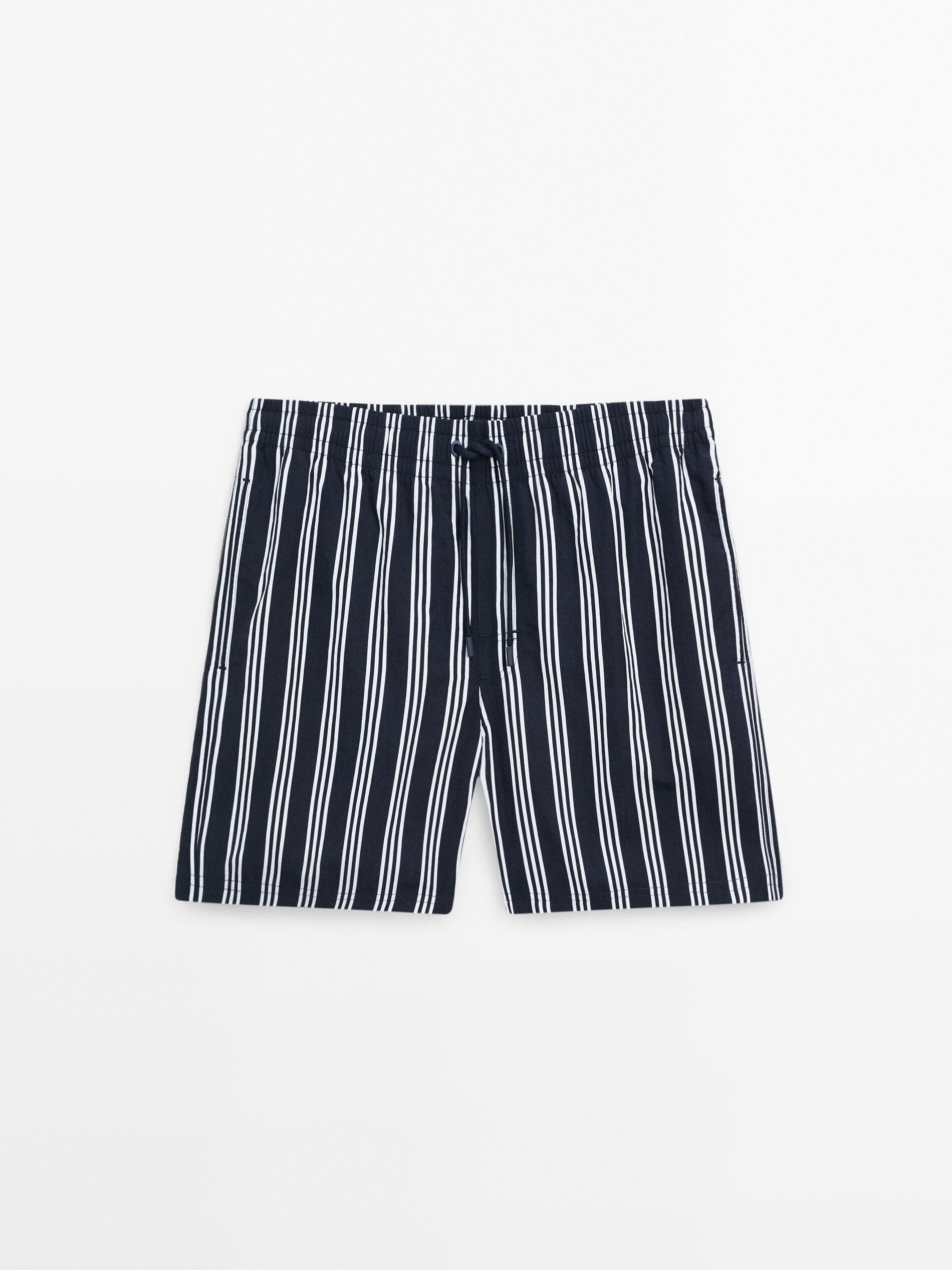 COTTON BLEND STRIPED SWIMMING TRUNKS 