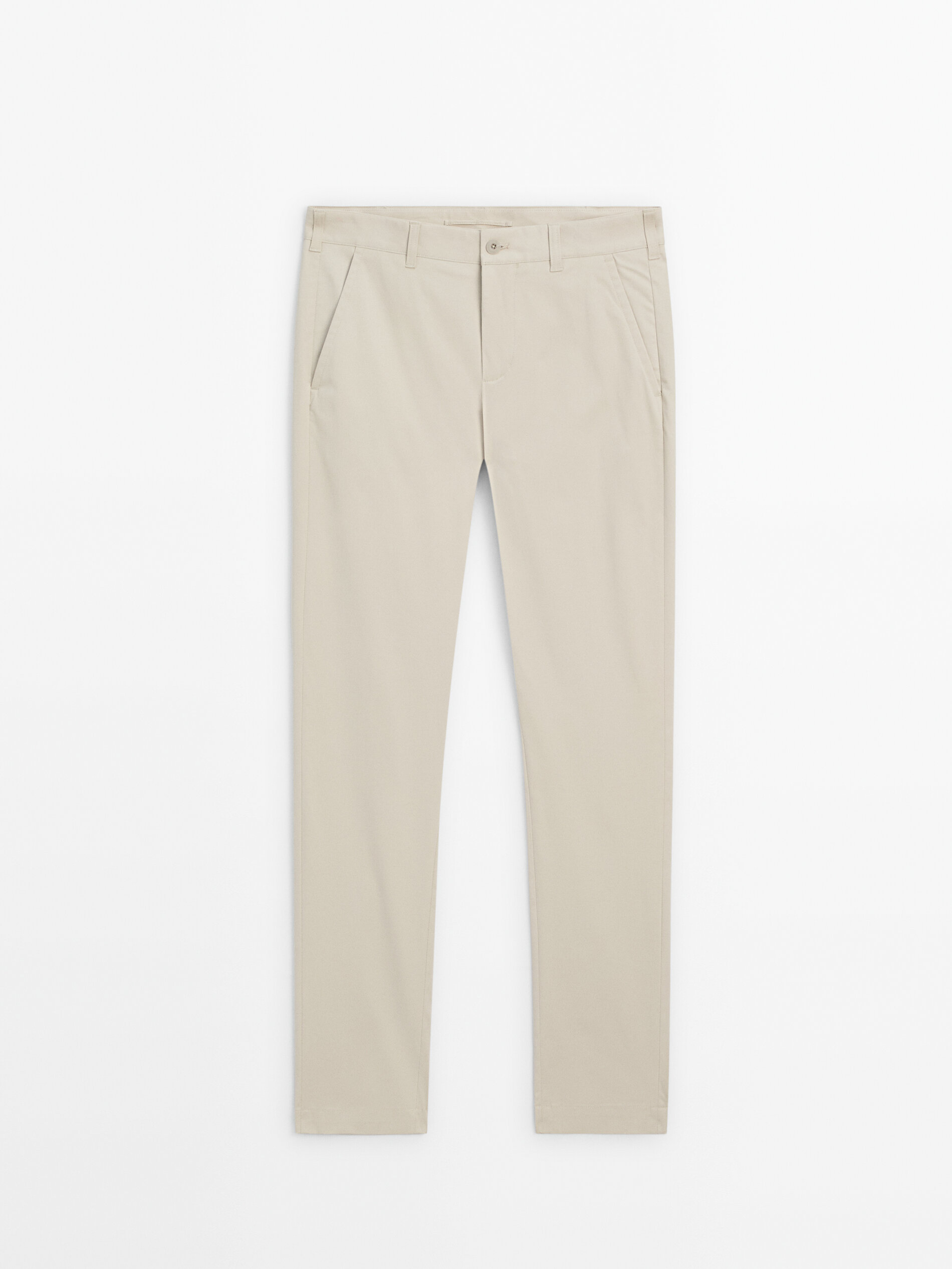 COTTON TWILL SLIM FIT TROUSERS