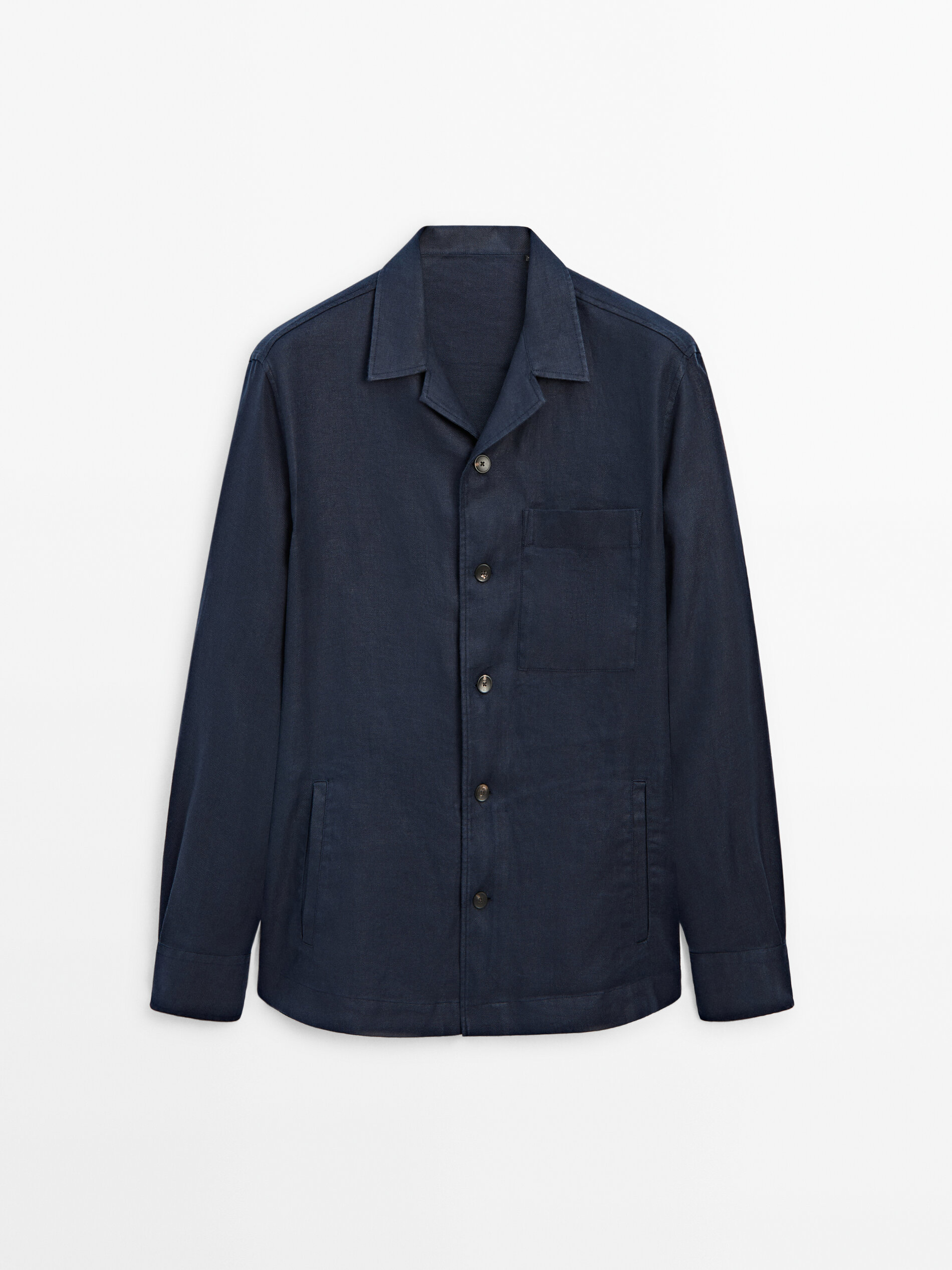 100% LINEN OVERSHIRT WITH POCKET DETAIL