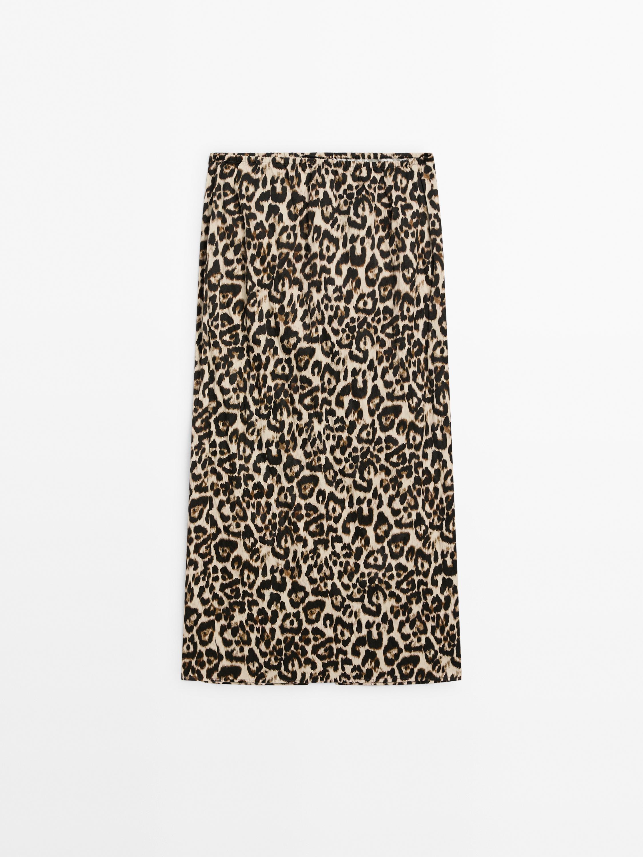 ANIMAL PRINT MIDI SKIRT WITH SLIT