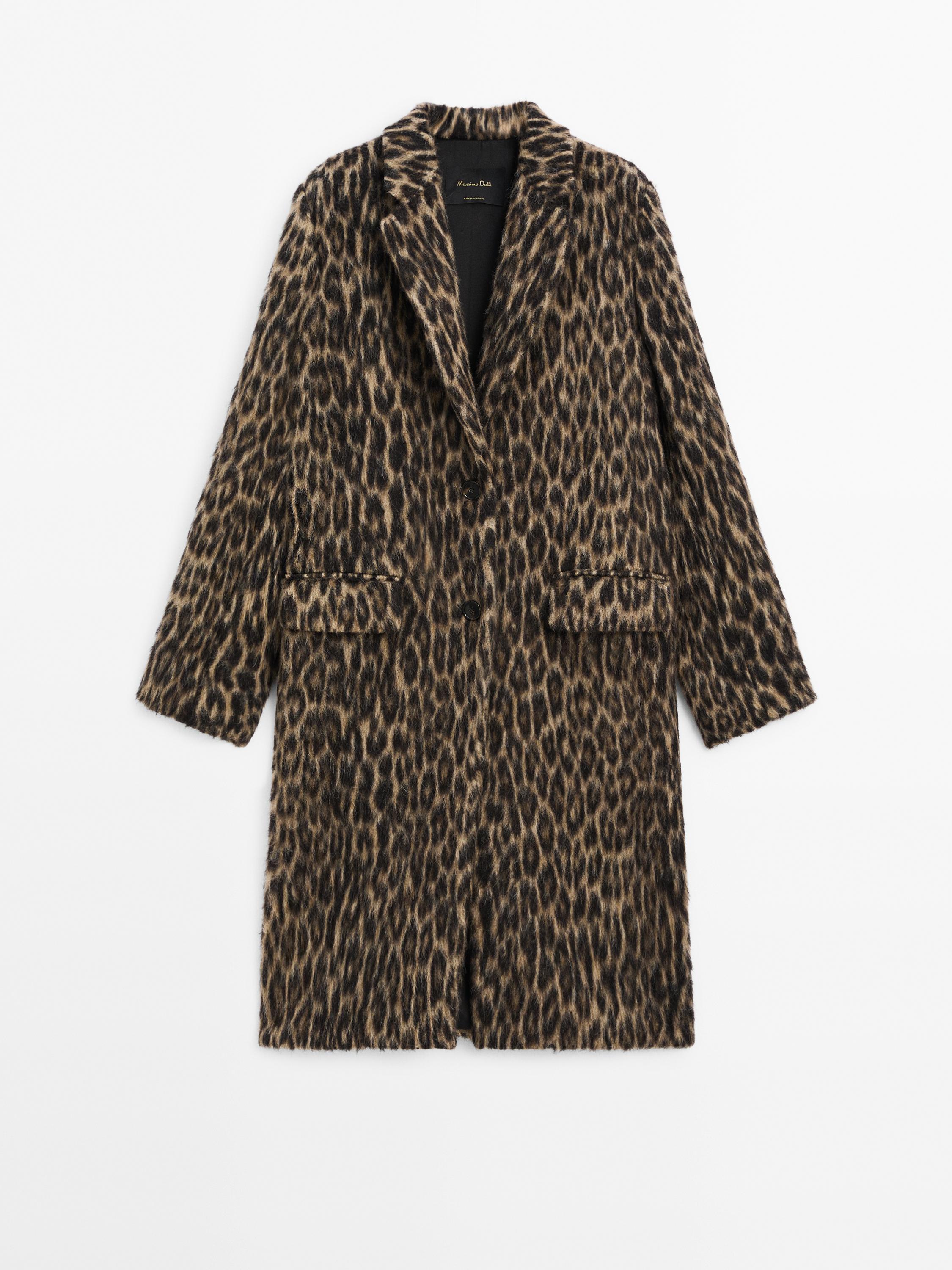 LONG TEXTURED ANIMAL PRINT COAT