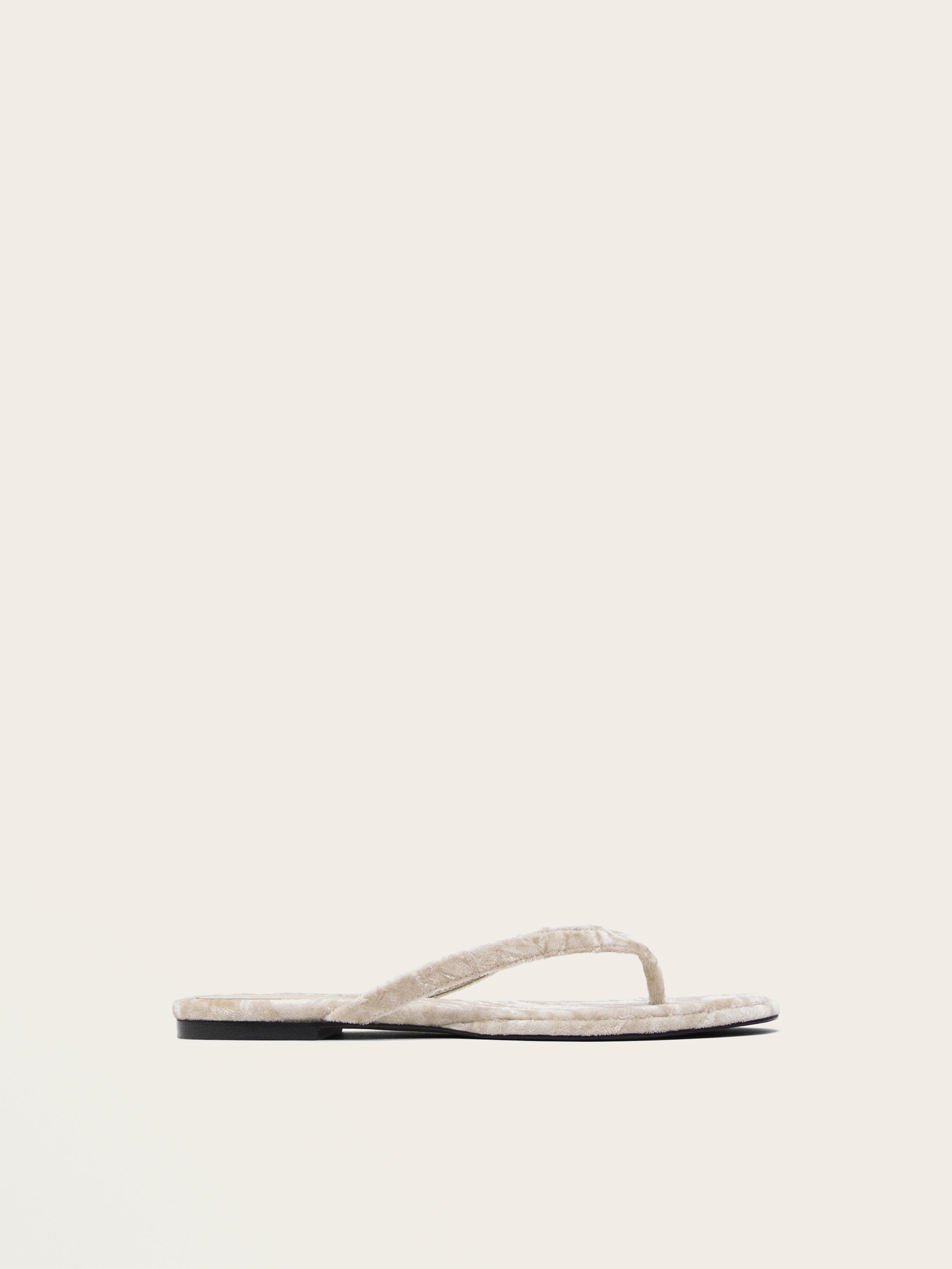 Velvet flat slider sandals 