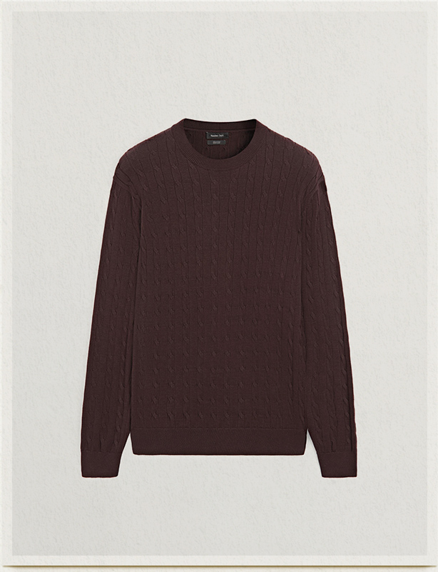 braided cotton knit sweater