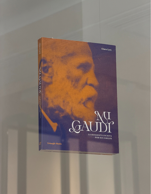 My Gaudí book suspended in window display Paseo de Gracia Barcelona 2026