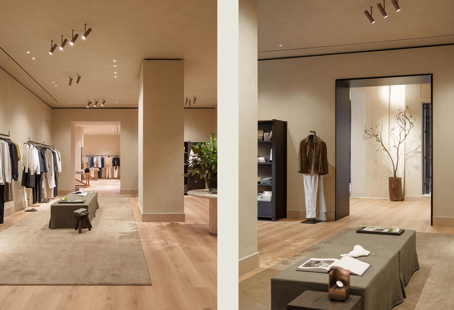 Massimo Dutti Mallorca store interior with display unit and plant