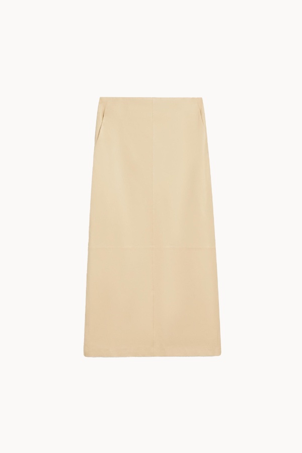 Falda midi de piel napa