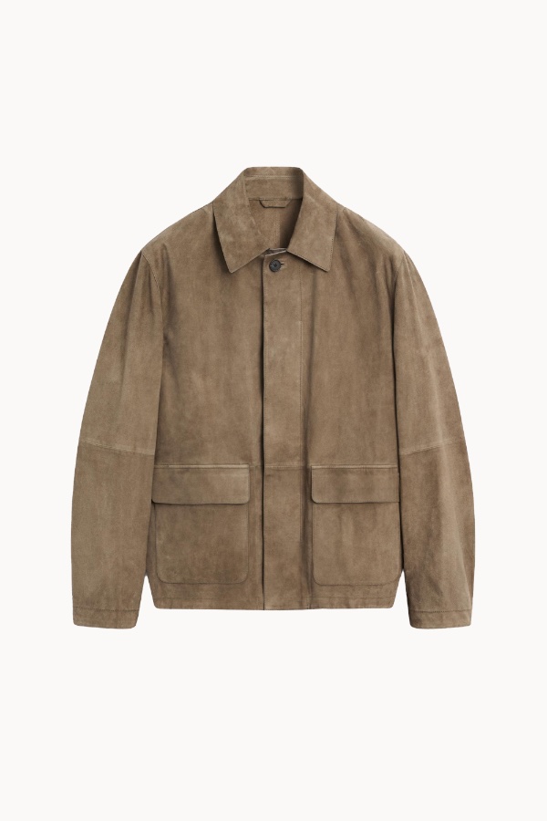 Suede overshirt with pockets