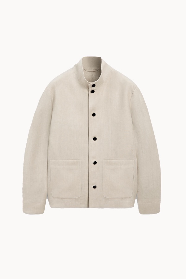 High-neck linen jacket