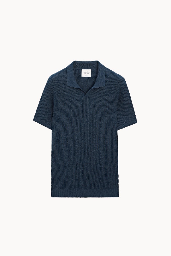 Cable-knit polo jumper