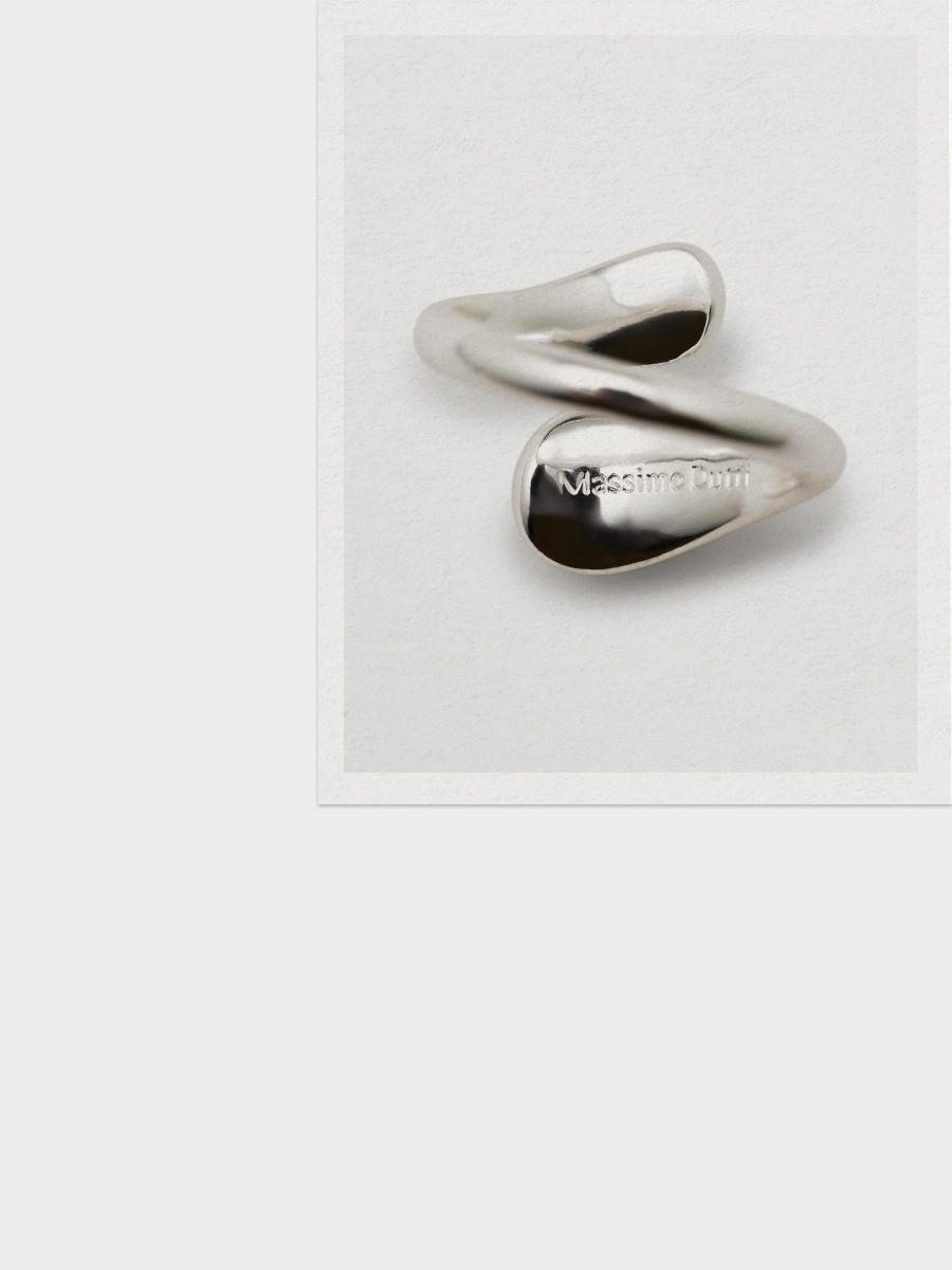 Double teardrop ring in silver — Massimo Dutti Summer Nights