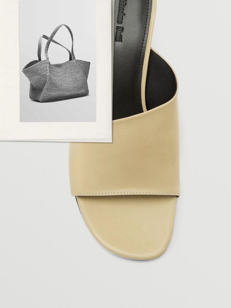 Mid-sized raffia tote bag and wedge heel sandals — Massimo Dutti Summer Nights