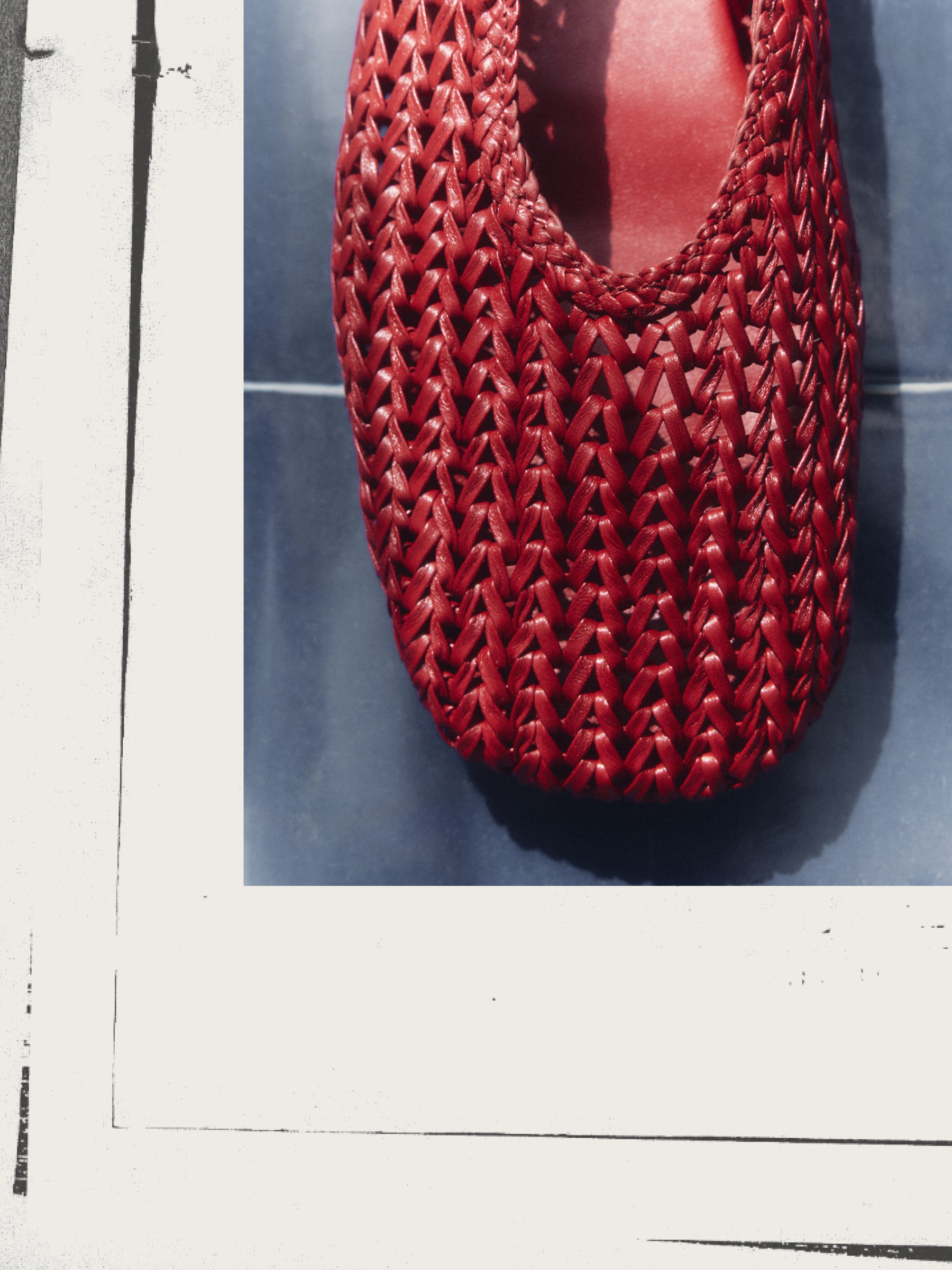 Braided leather ballet flat in red — Massimo Dutti