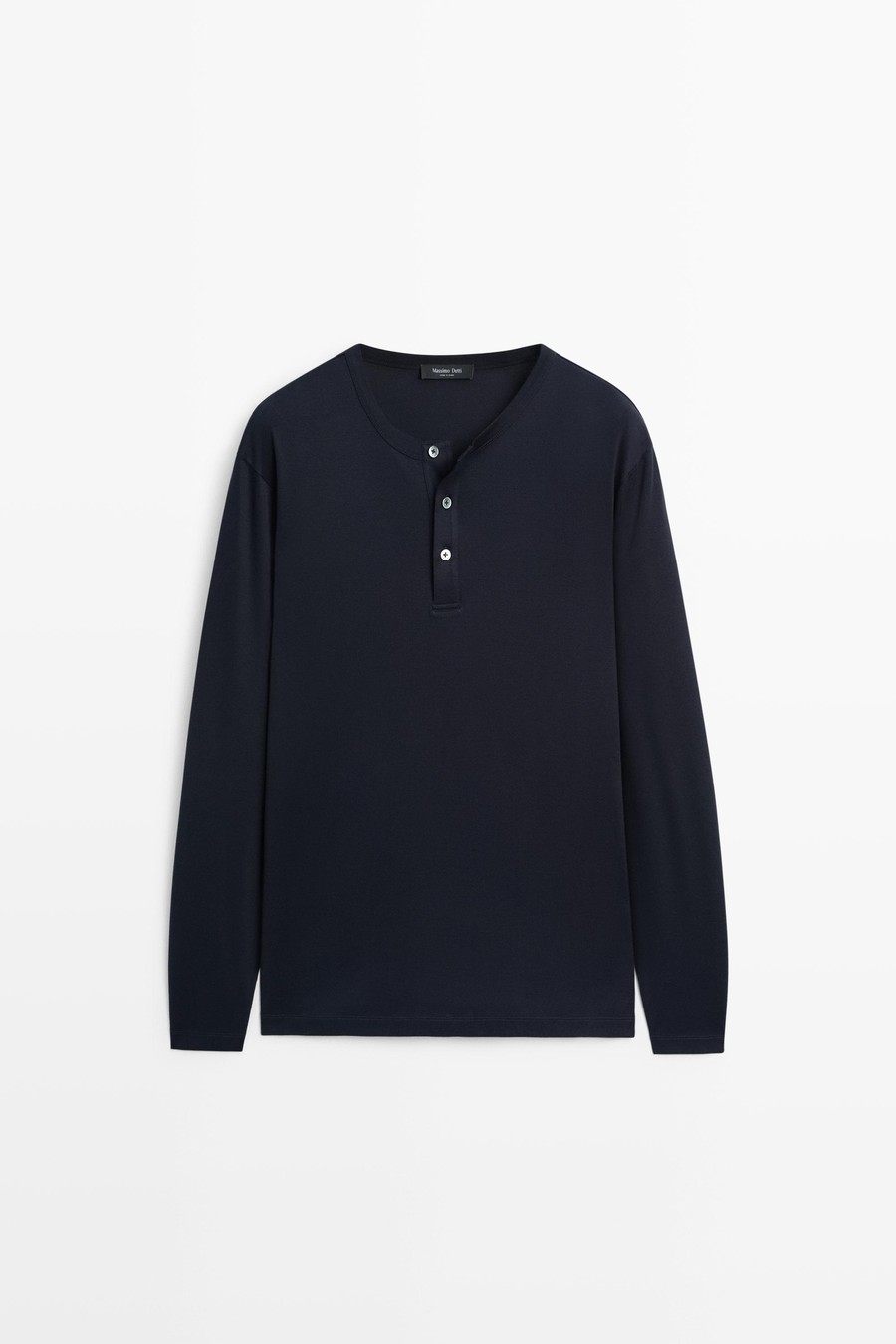 100% cotton long-sleeve Henley T-shirt — Massimo Dutti Summer Days