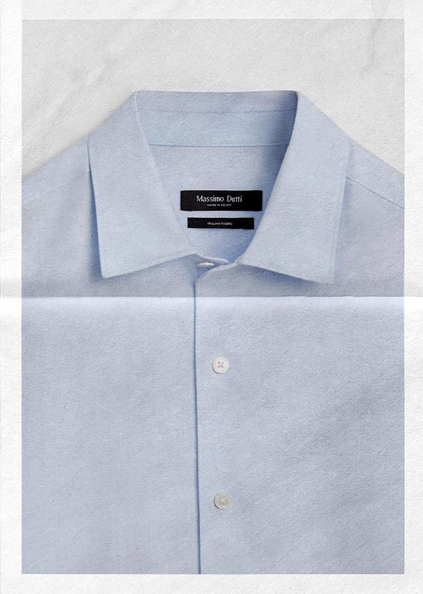Light blue Regular Fit cotton shirt — Massimo Dutti