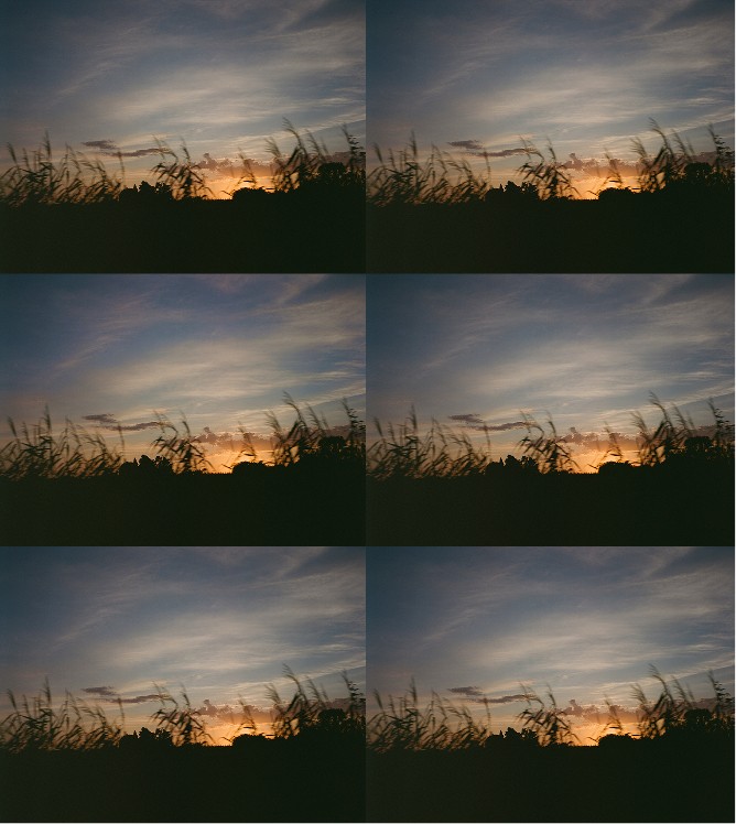Sequence of six shots of the horizon at sunset — Arles