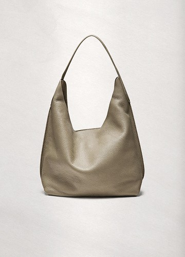 Medium Boho bag in taupe brown nappa leather, product view — Massimo Dutti