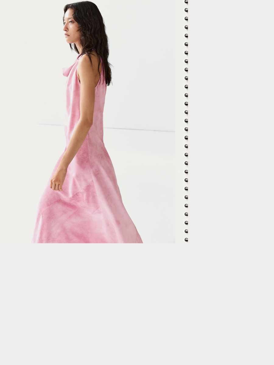 Draped flowing midi dress in pastel pink — Massimo Dutti Summer Nights