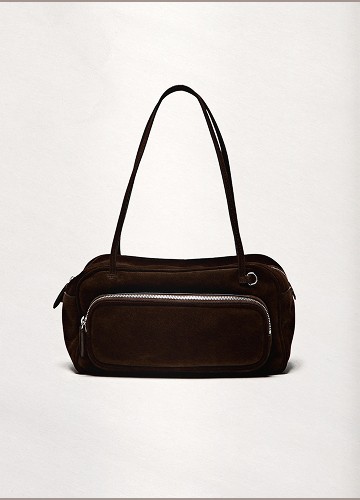 The Bowling bag in mink suede leather, product view — Massimo Dutti