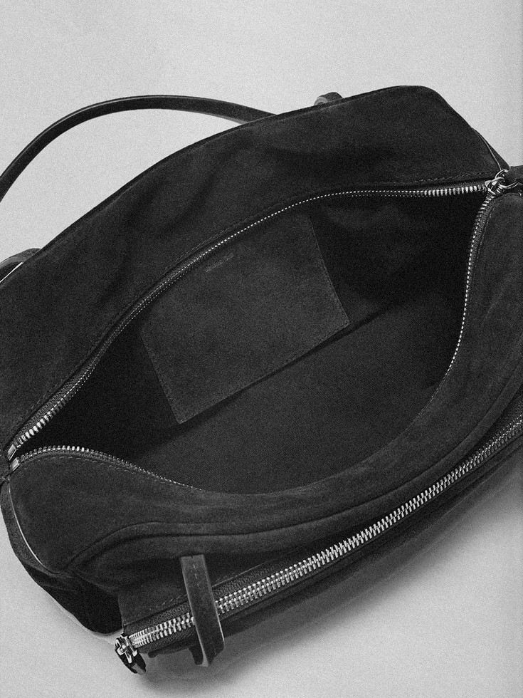 Suede interior of The Bowling bag with zip fastening — Massimo Dutti