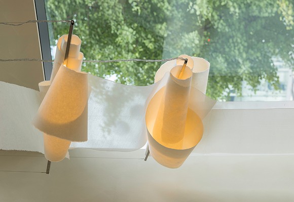 Detail of the hanji installation by the window — ArtInProgress, Massimo Dutti Seoul