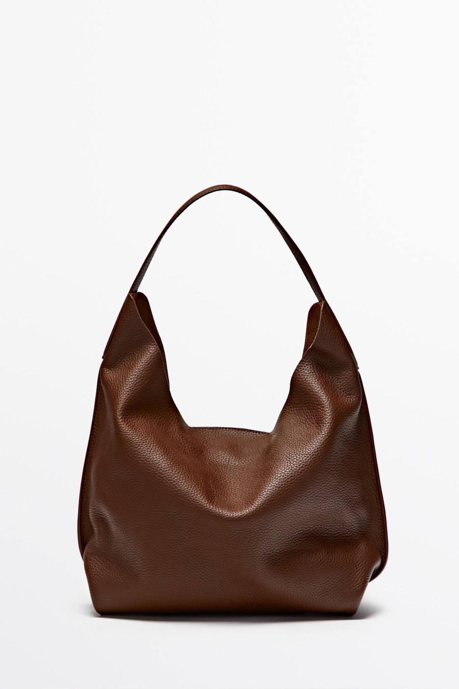 Medium shoulder bag in burgundy nappa leather — Massimo Dutti