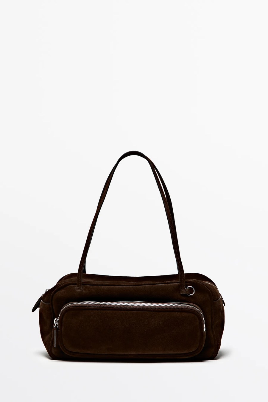 Medium bowling bag in mink suede leather — Massimo Dutti