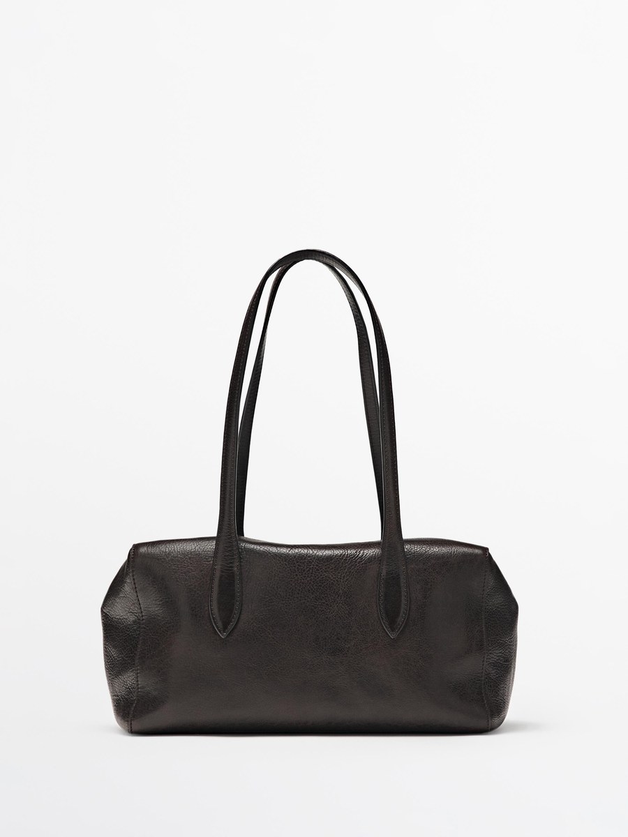 West Satchel bag in brown nappa leather — Massimo Dutti
