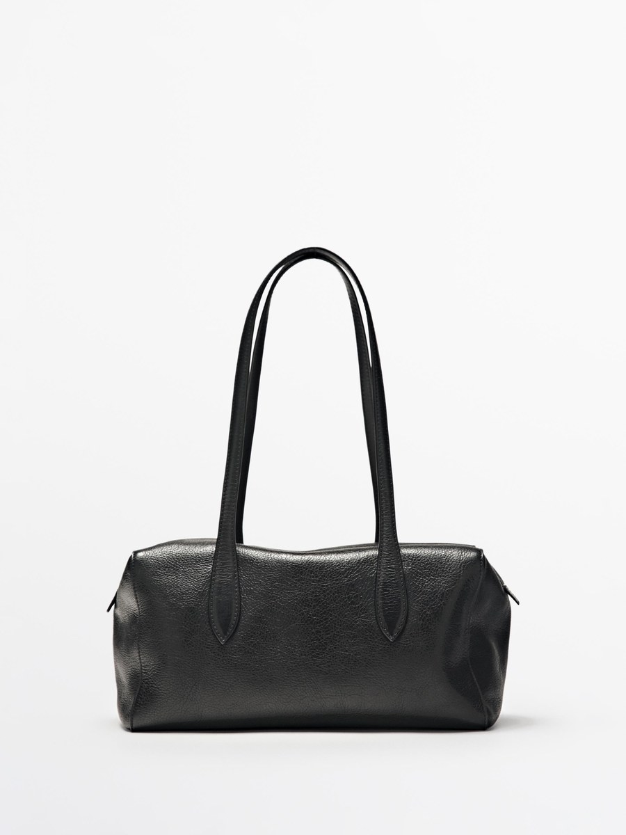 West Satchel bag in black nappa leather — Massimo Dutti