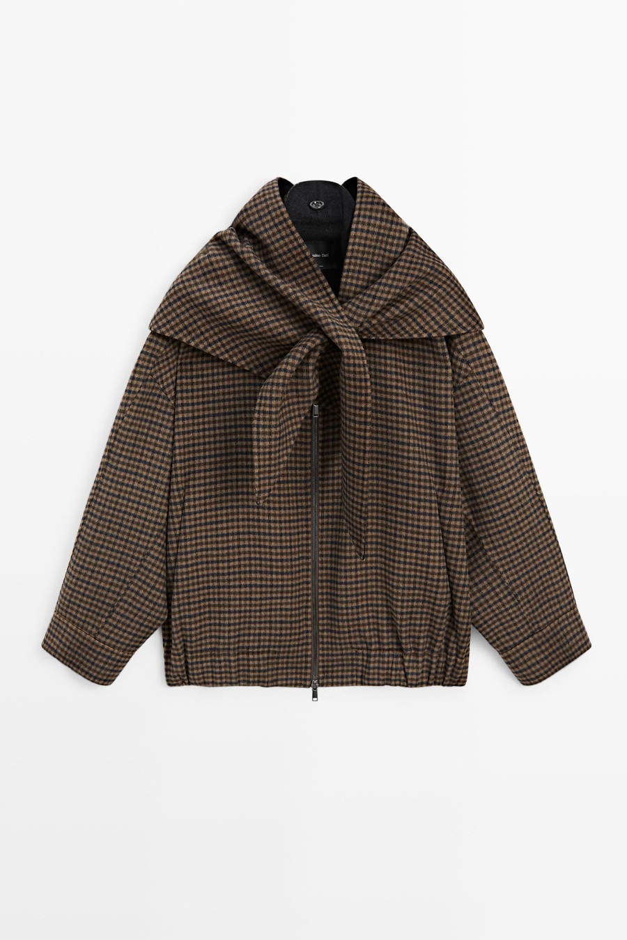 Gingham bomber jacket with removable scarf — Massimo Dutti Fall Treasures