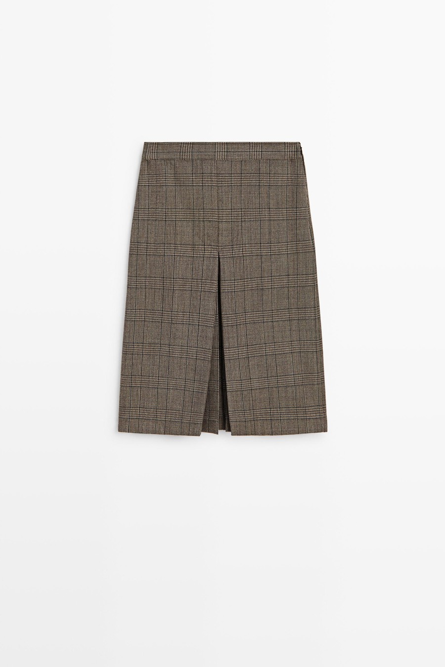 Checked midi skirt with pleat detail — Massimo Dutti Fall Treasures