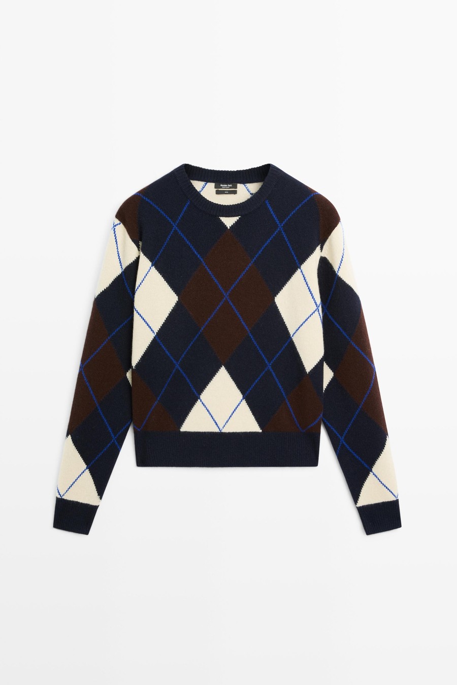 100% wool diamond-detail knit sweater — Massimo Dutti Fall Treasures