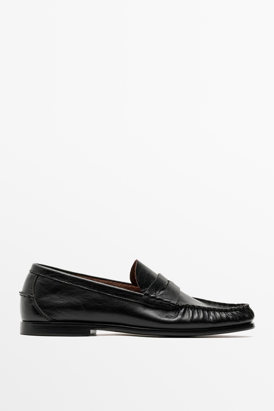 Soft leather shirred loafer — Massimo Dutti London Fashion Week