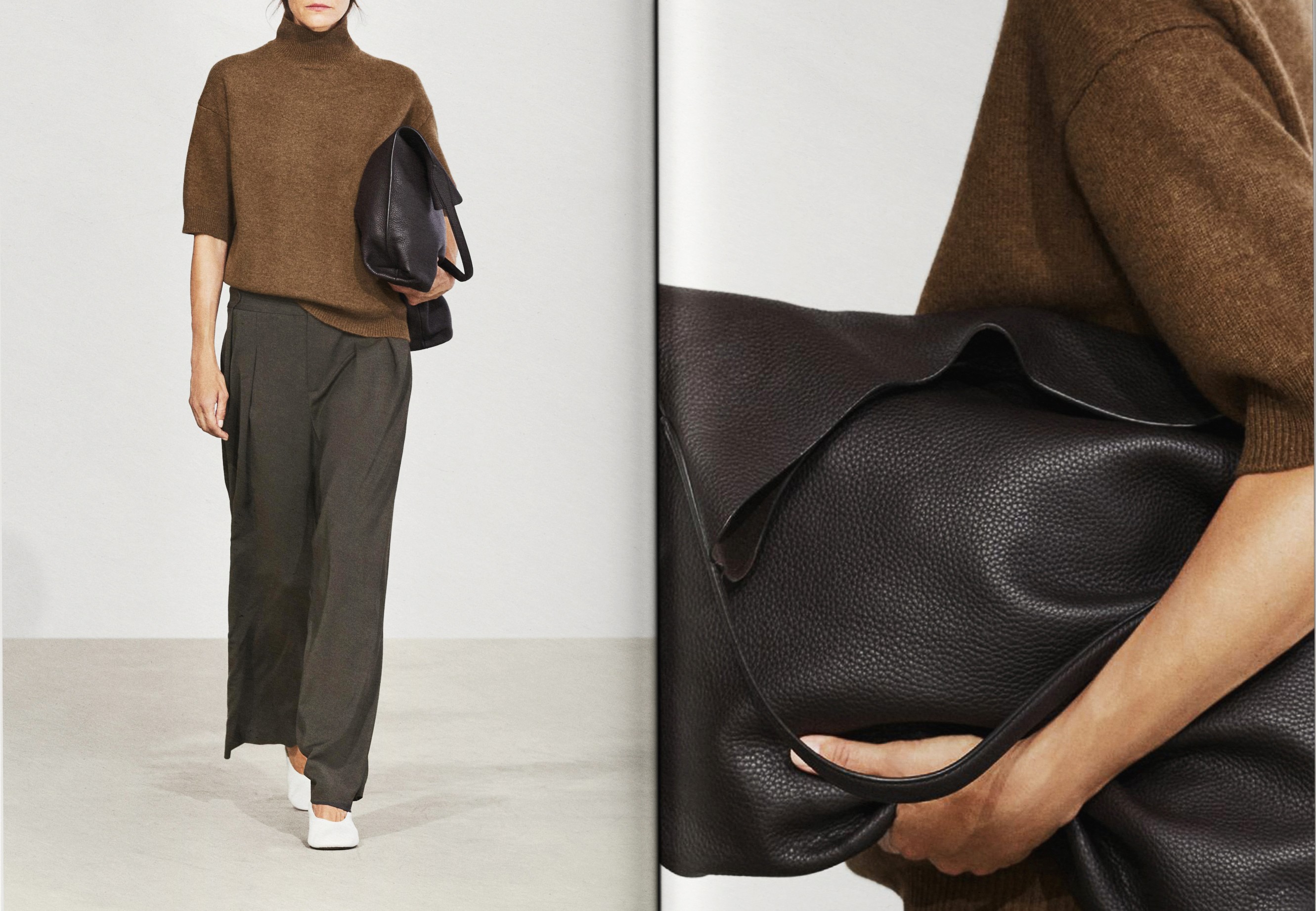 The Look 02: wool blazer and trousers, loafers and tote bag — Massimo Dutti London Fashion Week