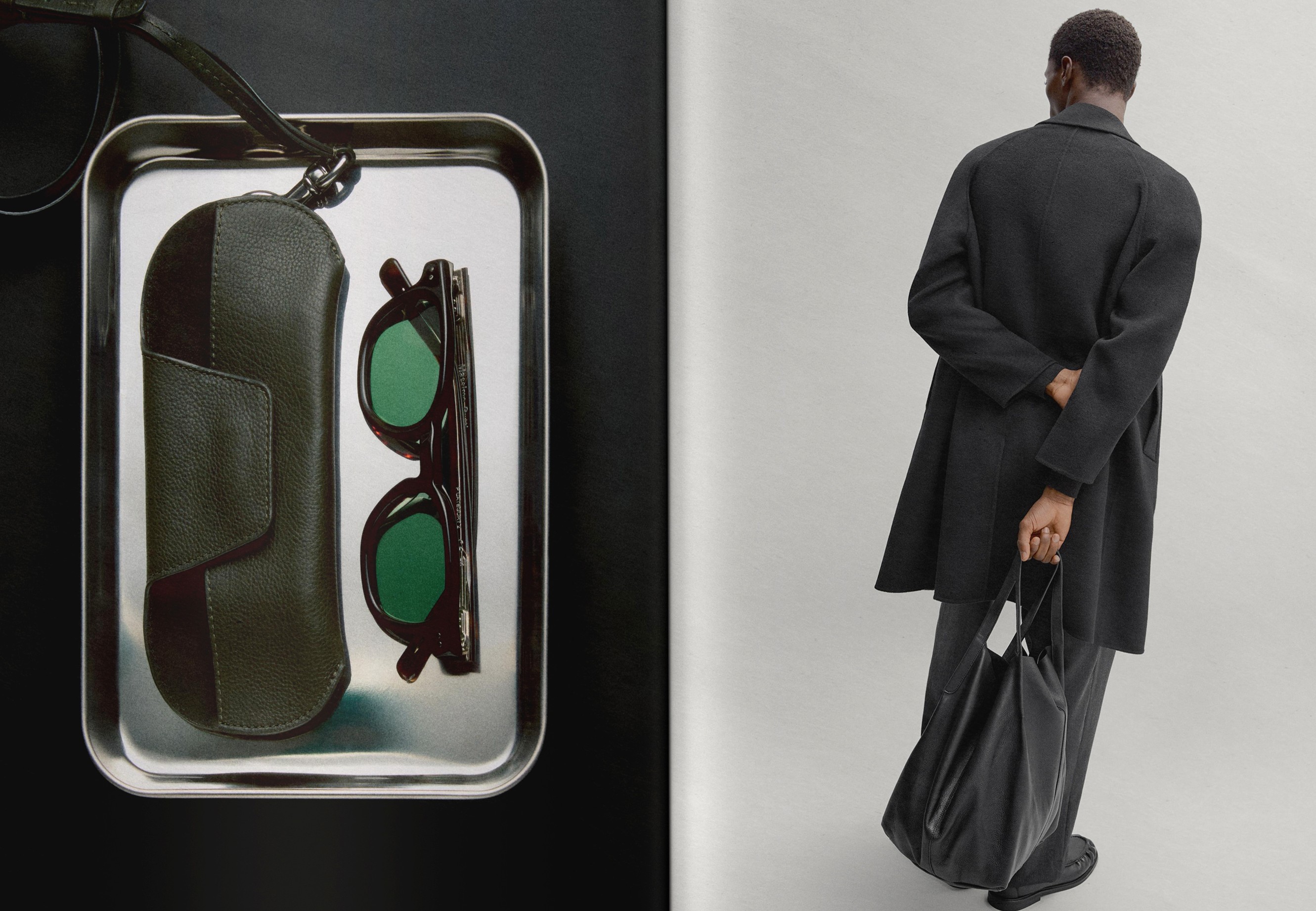 The Look 04: wool coat, round sunglasses and tote bag — Massimo Dutti London Fashion Week