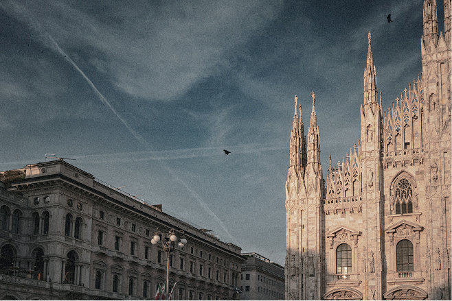 Spires of Milan Cathedral at dusk — Massimo Dutti Milan Fashion Week