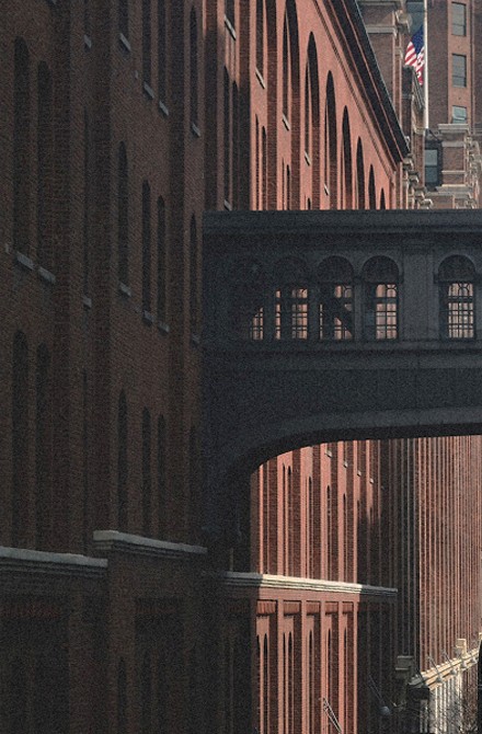 Brick skybridge between two Chelsea buildings — Massimo Dutti NY Fashion Week