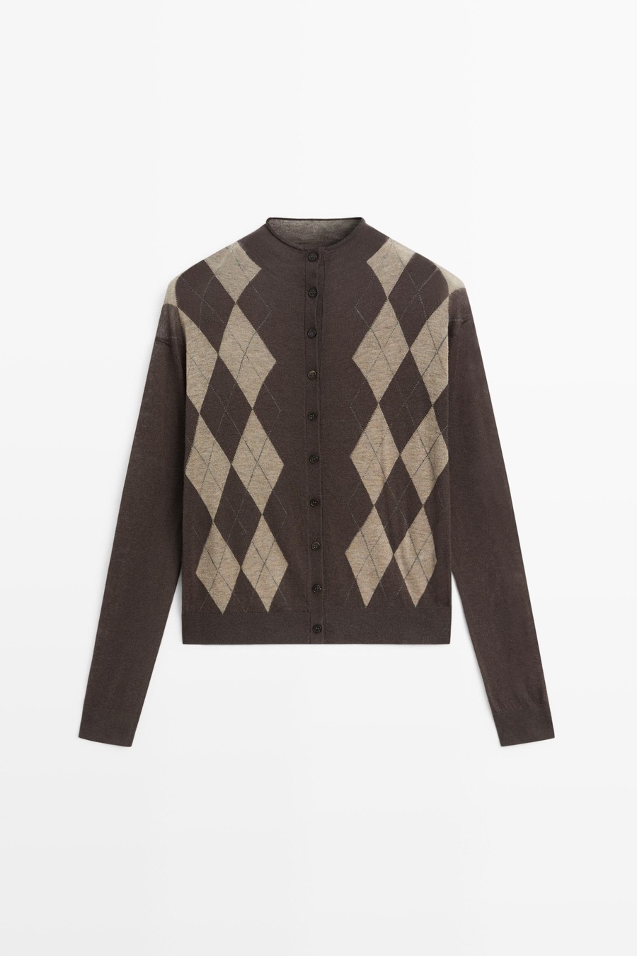100% wool argyle knit cardigan — Massimo Dutti The Trench Edit