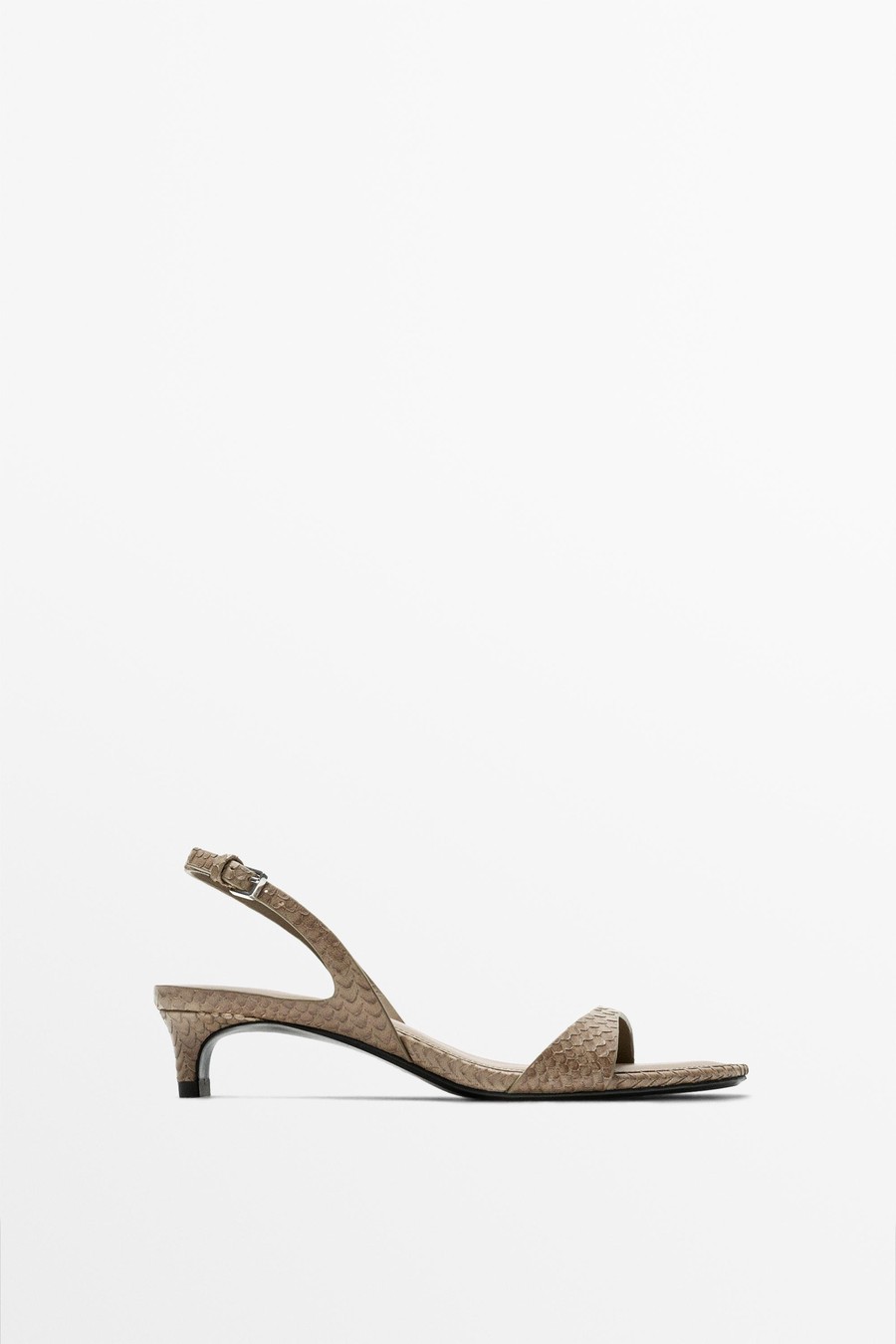 Embossed leather heeled sandals — Massimo Dutti The Trench Edit