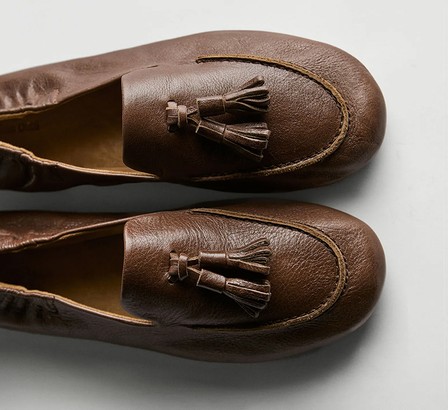 Brown leather tassel loafers — Massimo Dutti Puffer Jackets