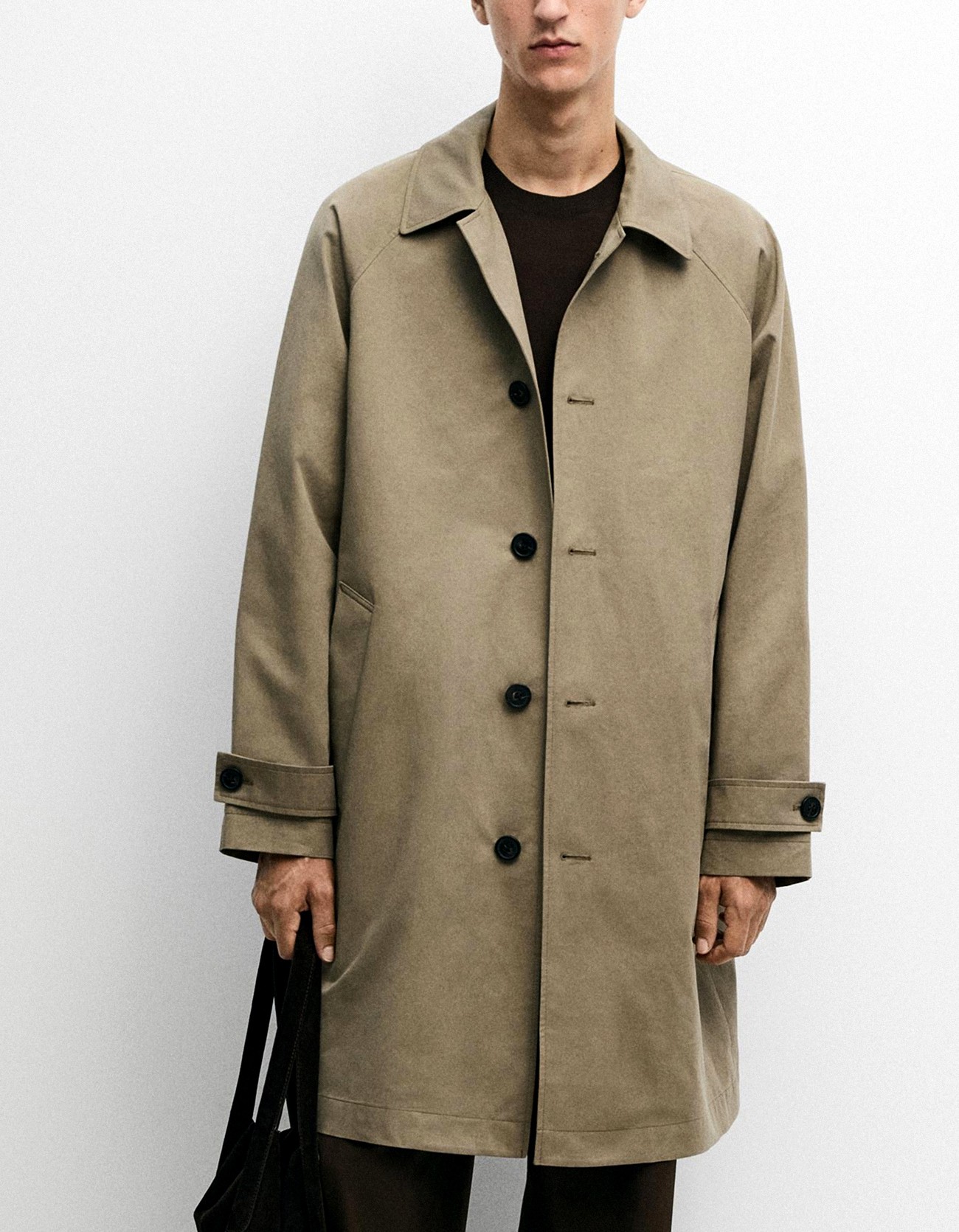 Taupe oversized cotton trench coat — Massimo Dutti The Trench Edit