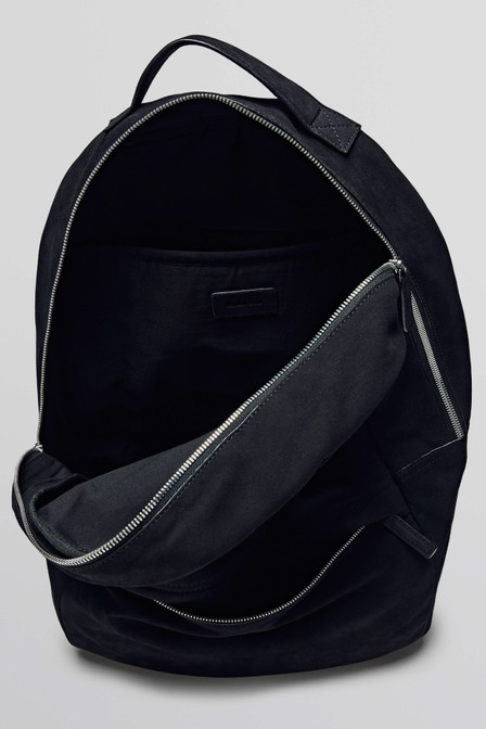 Open black suede backpack — Massimo Dutti Puffer Jackets