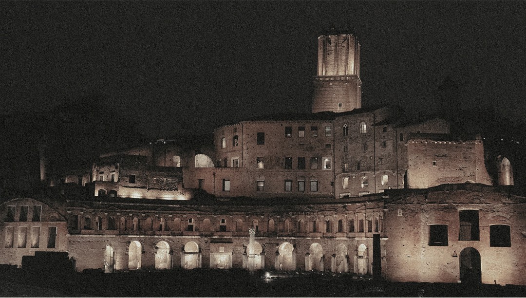The Roman Forum lit up at night — Rome