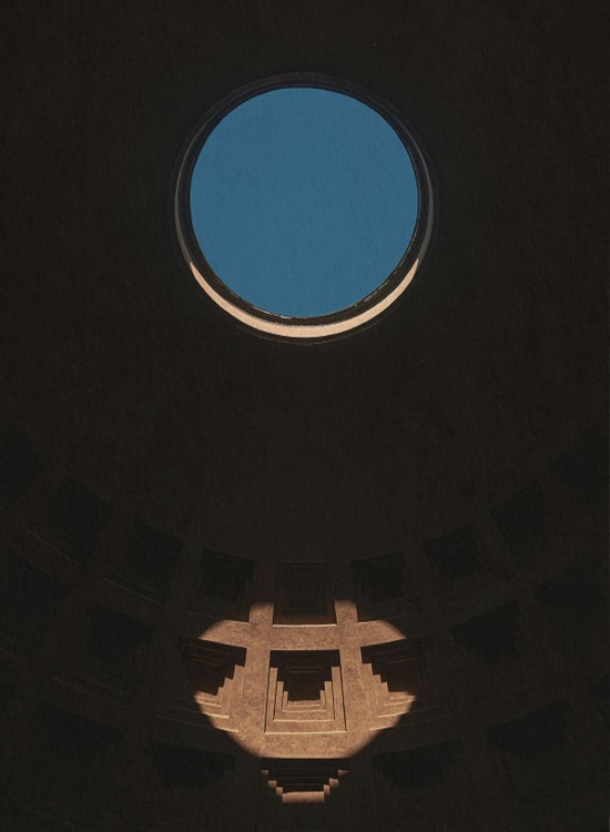 The oculus of a Roman dome at night