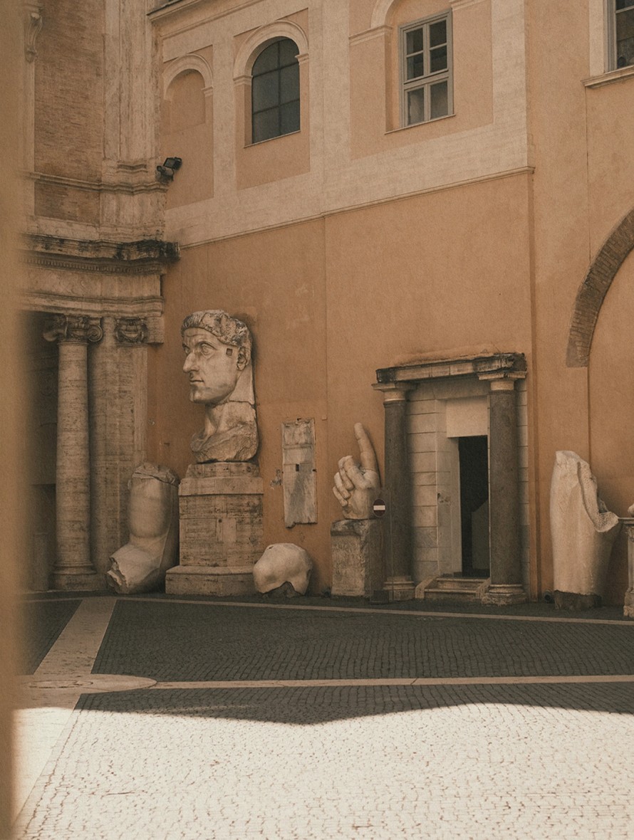 Courtyard of the Palazzo dei Conservatori with sculpture fragments — Rome